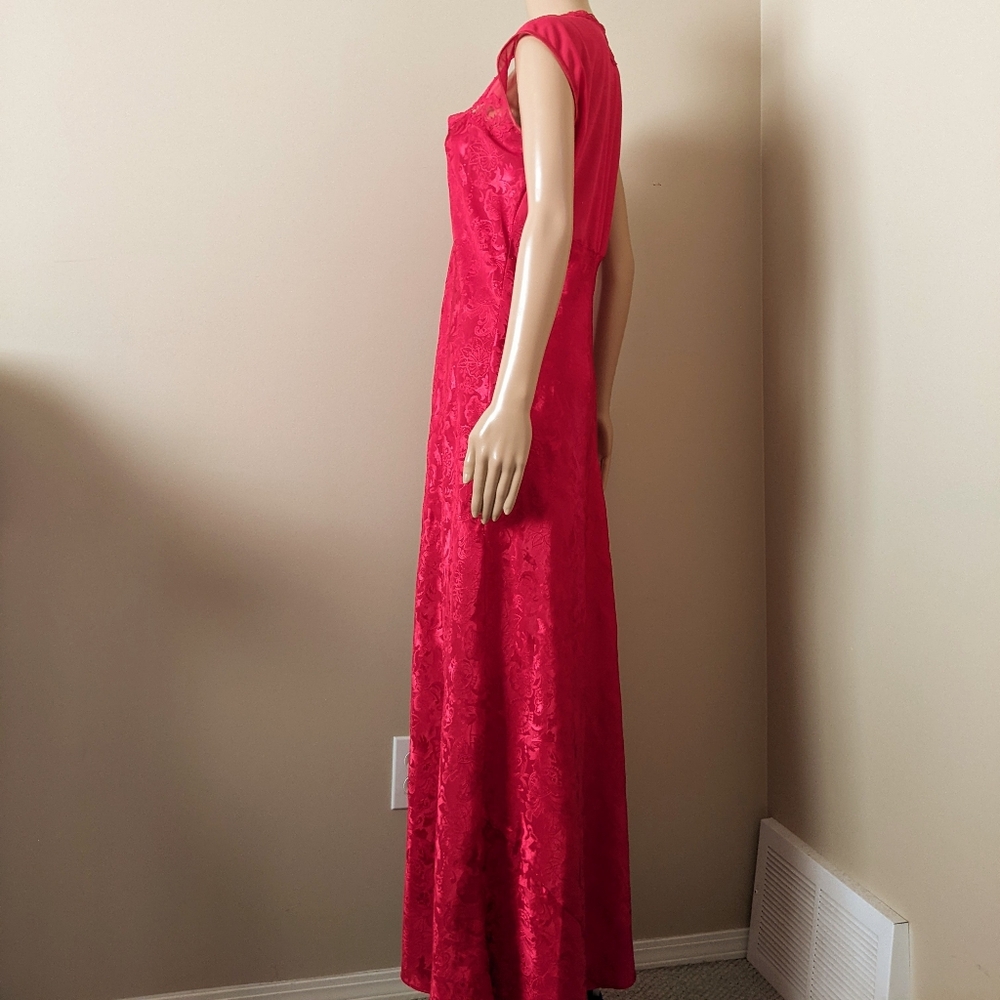 Vintage the Bay Versailles lace floral red long dress, women's large - Picture 4 of 8